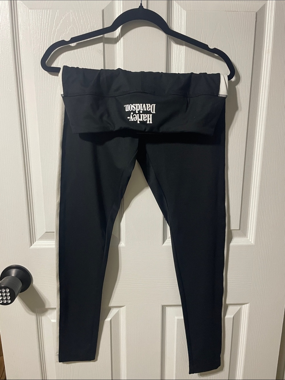 Harley-Davidson Black Girls' Fold-Over Waistband Leggings with Logo